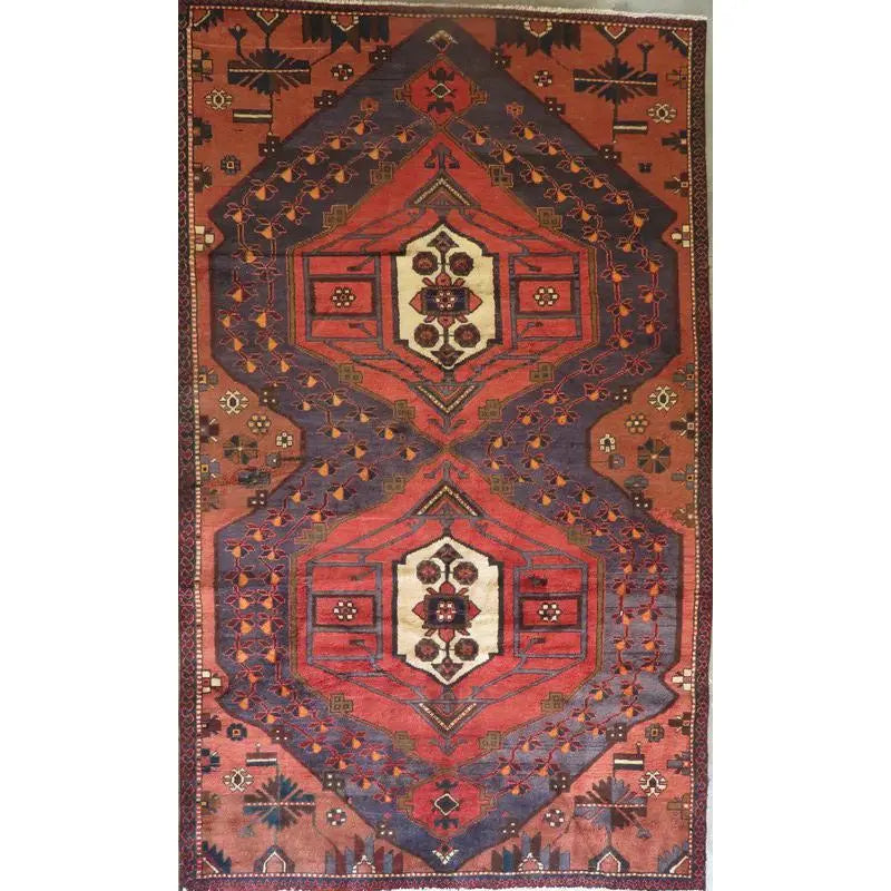 One Of The Kind Hand-Knotted Persian Wool Rug _ Luxurious Vintage Design, 10'6" x 7'5", Artisan Crafted
